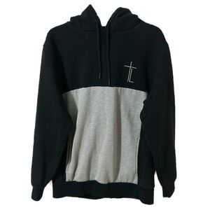 Traplord Worldwide Colorblock Hoodie Black & Gray Pullover Streetwear Pockets